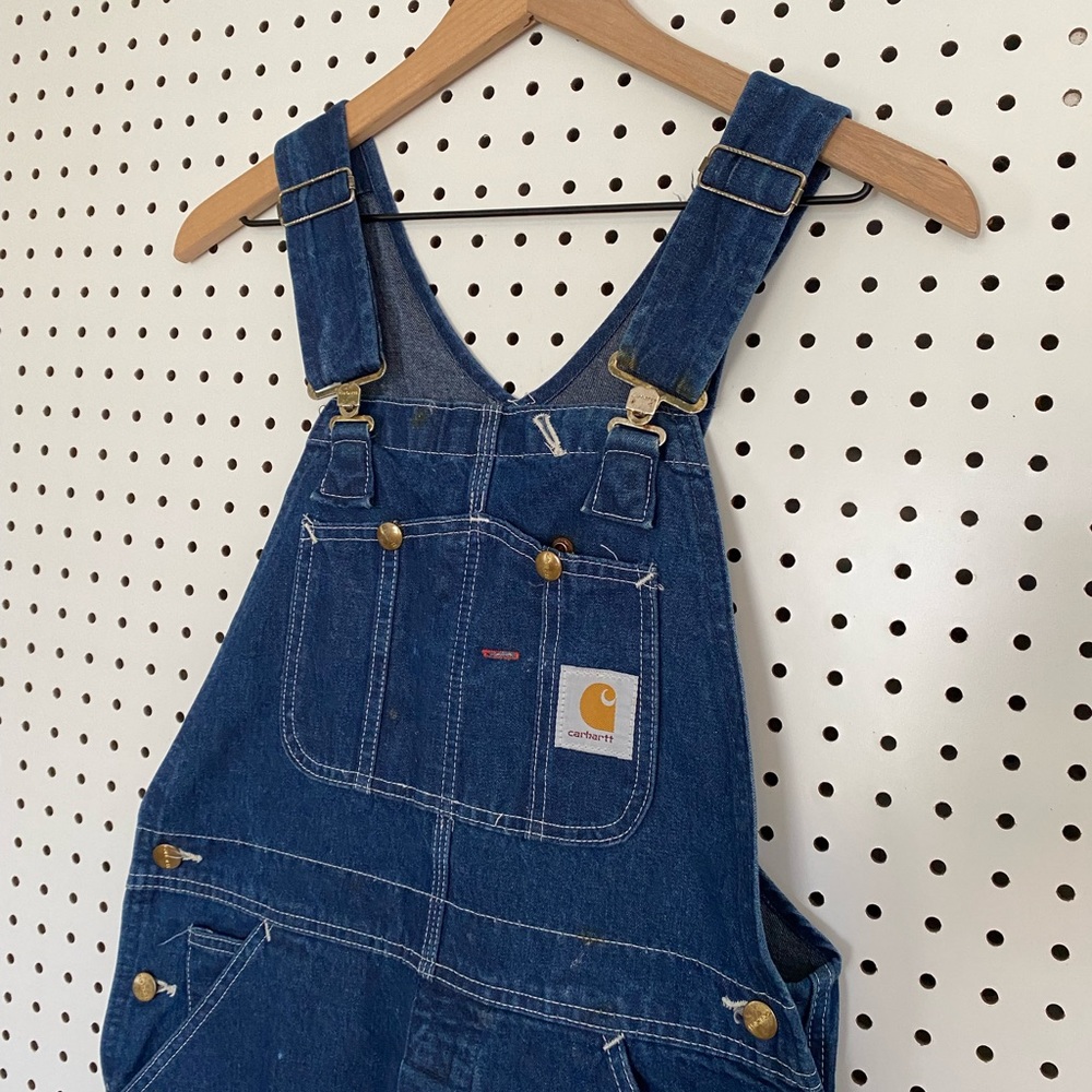 Carhartt Dark Blue Denim Women's Overalls - Picture 3 of 13